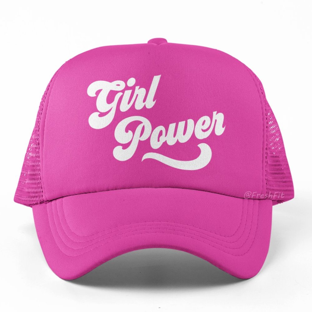 🆕Girl Power Hot Pink Foam Trucker Hat Mesh Snapback Cap